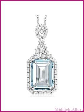 Emerald Cut 14x10mm Gemstone Pendant Necklace 925 Sterling Silver 18 In